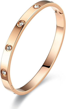 Damenarmband Edelstahl Zirkonia Rosegold Armband 6mm breit Armspange