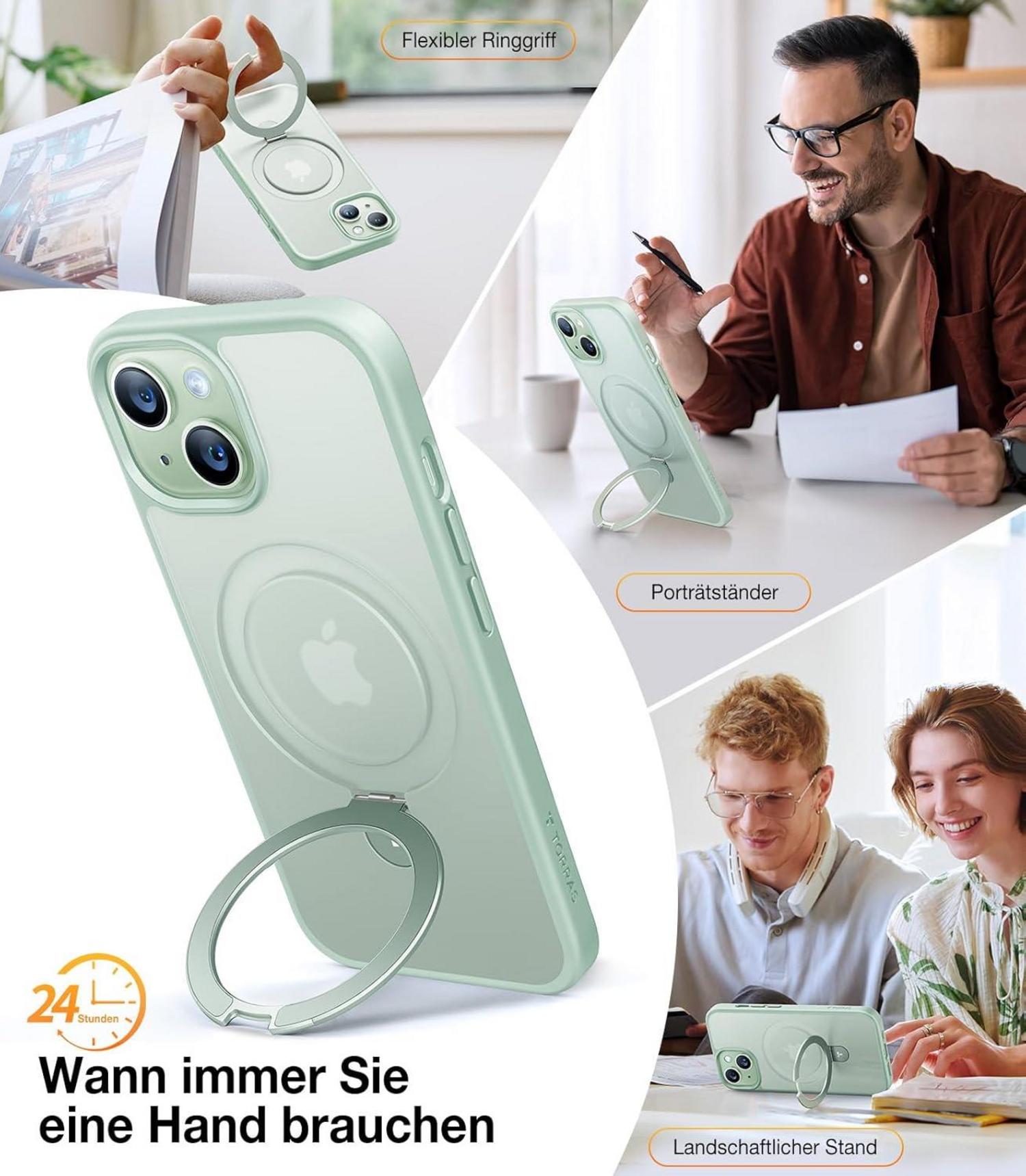 TORRAS iPhone 15 Hülle MagSafe Ständer Militärschutz Grün