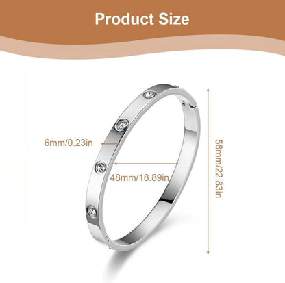 Damen Armband Edelstahl Zirkonia 6mm breit Armspange Gravur