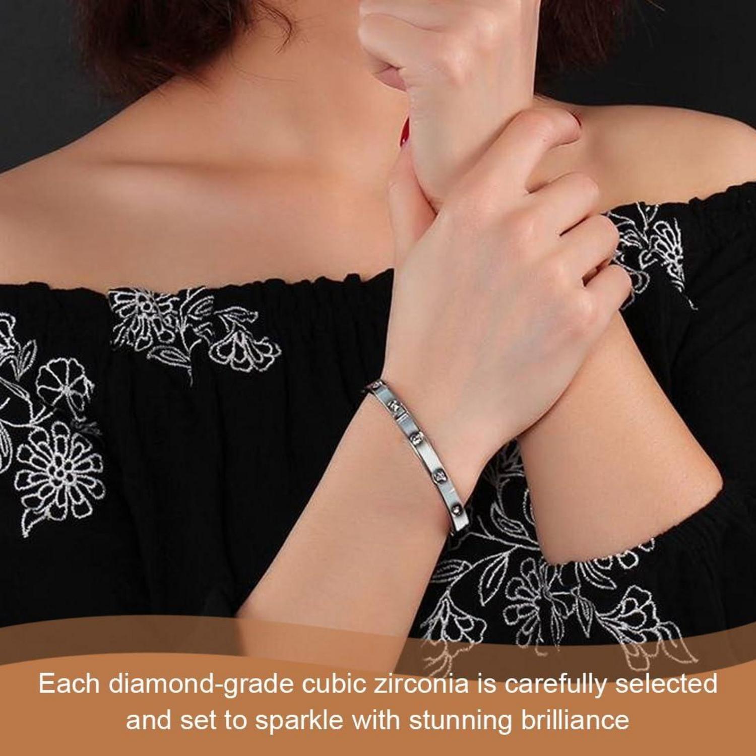 Damen Armreif 6mm Zirkonia Armband Edelstahl Silber Love Bracelet