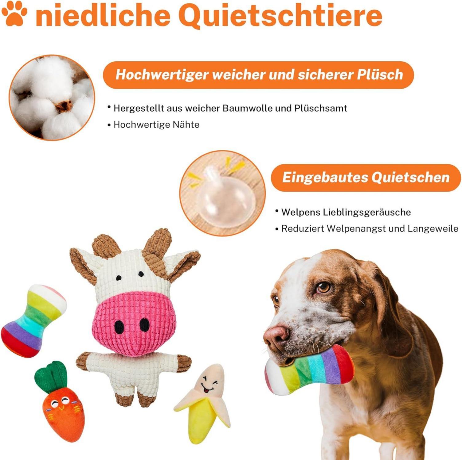 Toozey Hundespielzeug Set für Kleine Hunde - 8-teiliges Welpenspielzeug & Quietschendes Hundeseil