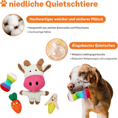Toozey Hundespielzeug Set für Kleine Hunde - 8-teiliges Welpenspielzeug & Quietschendes Hundeseil