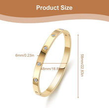 Armreif Damen Edelstahl 6mm Zirkonia Gold Armband mit
