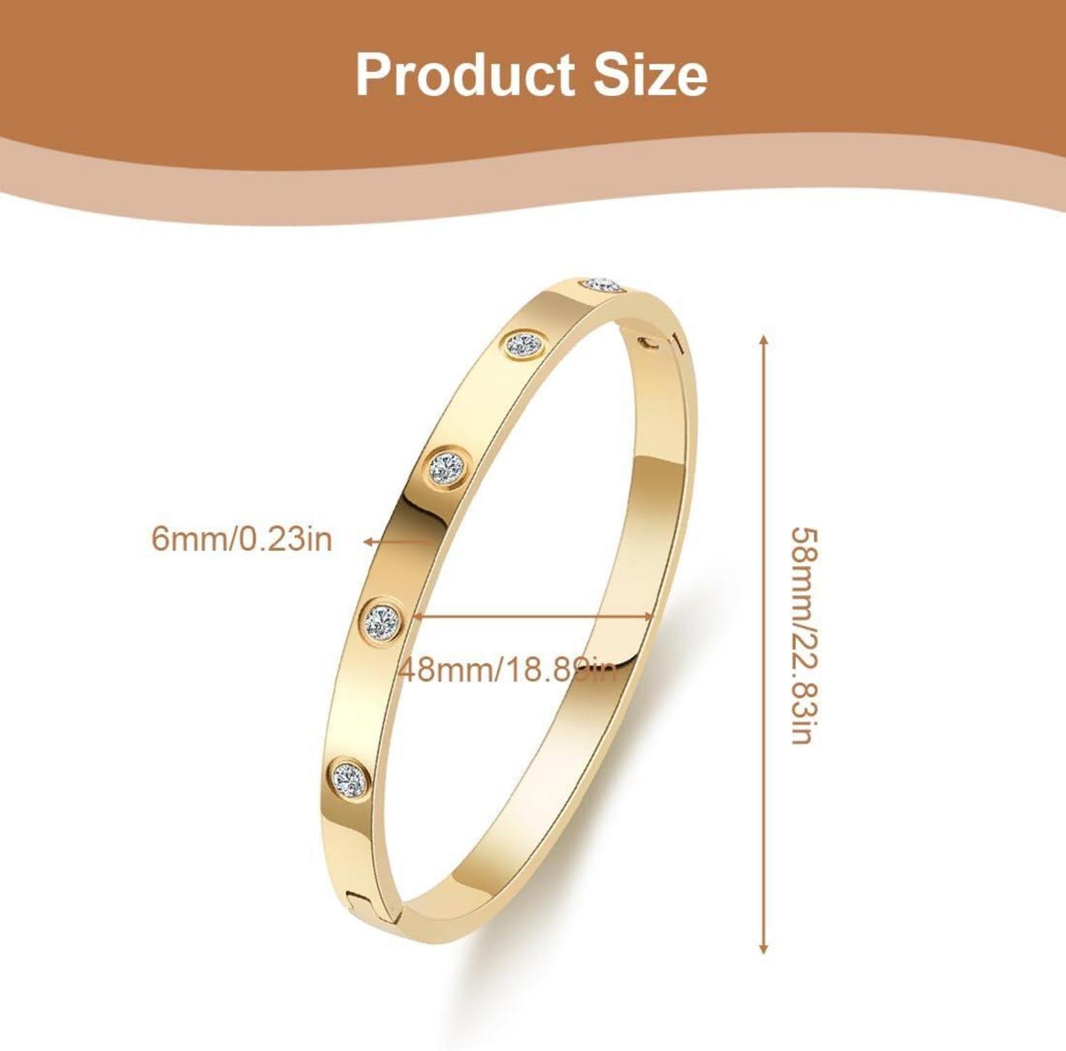 Armreif Damen Edelstahl 6mm Zirkonia Gold Armband mit
