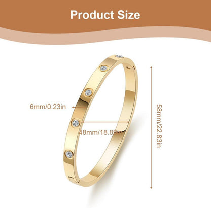 Armreif Damen Edelstahl 6mm Zirkonia Gold Armband mit