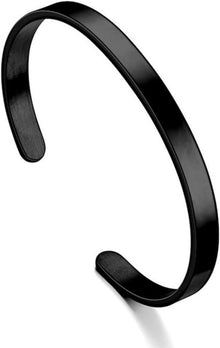 Ovales Edelstahl Armreif Paar Schwarz Verstellbar Maschette
