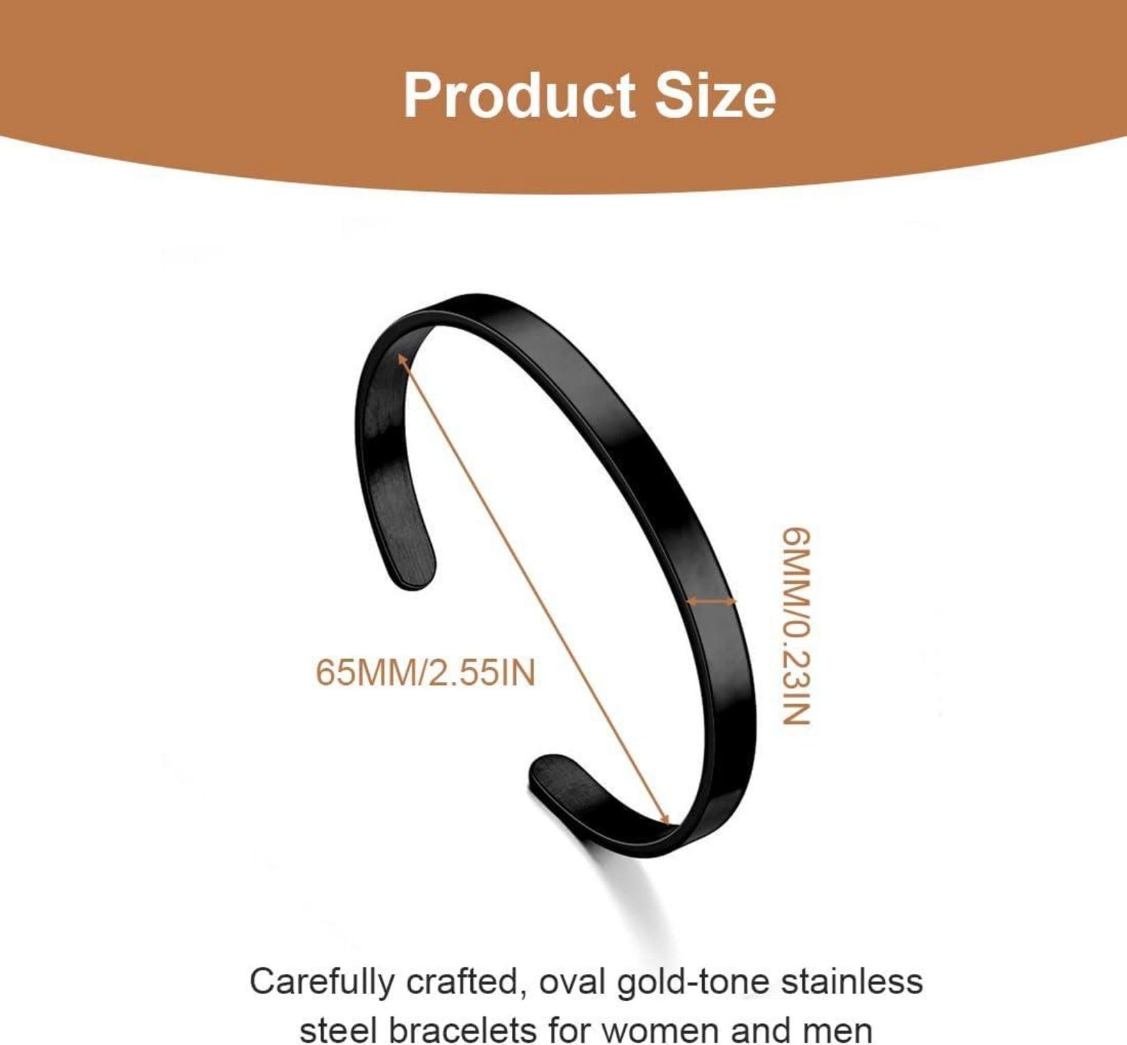 Edelstahl Armreif Oval Schwarz Verstellbar Offen für Paare
