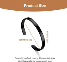 Edelstahl Armreif Oval Schwarz Verstellbar Offen für Paare