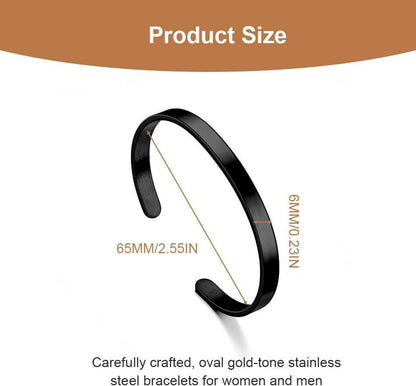 Edelstahl Armreif Oval Schwarz Verstellbar Offen für Paare