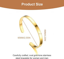 Goldenes Oval Armreif Armband Paar Edelstahl verstellbar