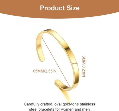Goldenes Oval Armreif Armband Paar Edelstahl verstellbar