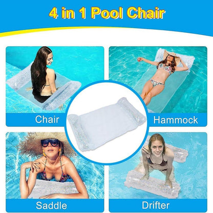 Aufblasbare Glitzer Pool Spielzeug Set: Luftmatratze, Schwimmring, Strandball, Wasserhängematte