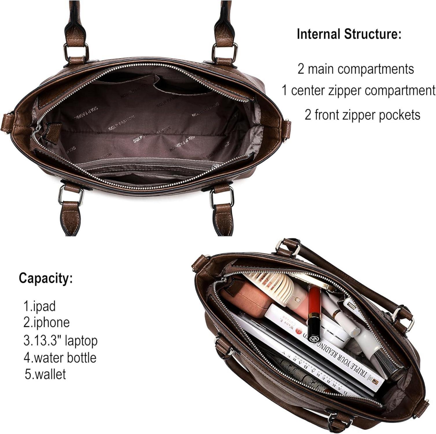 sqlp Damen Henkeltasche Leder Groß Schwarz Umhängetasche