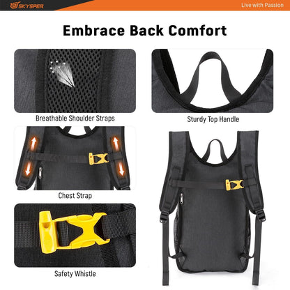 SKYSPER Wanderrucksack Herren 15L Faltbar Klein für Camping Outdoor Unterwegs