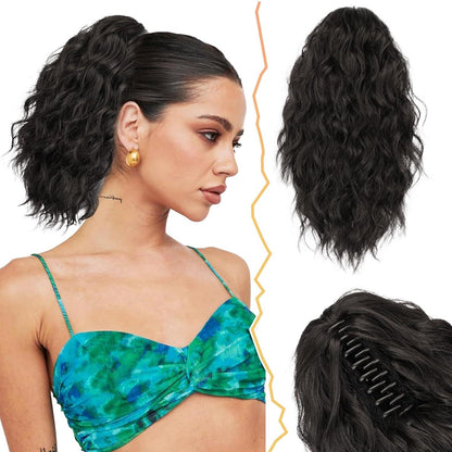 Kurze Wellige Pferdeschwanz Verlängerung 30CM Clip Haarverlängerung