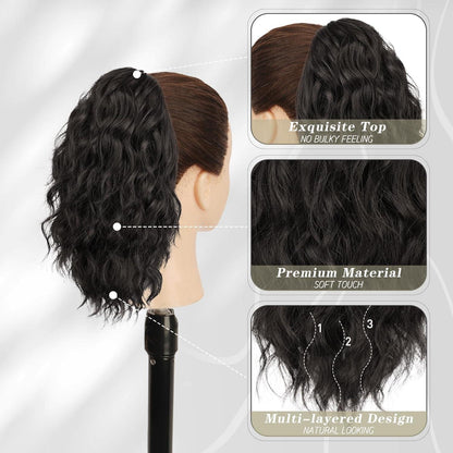 Kurze Wellige Pferdeschwanz Verlängerung 30CM Clip Haarverlängerung