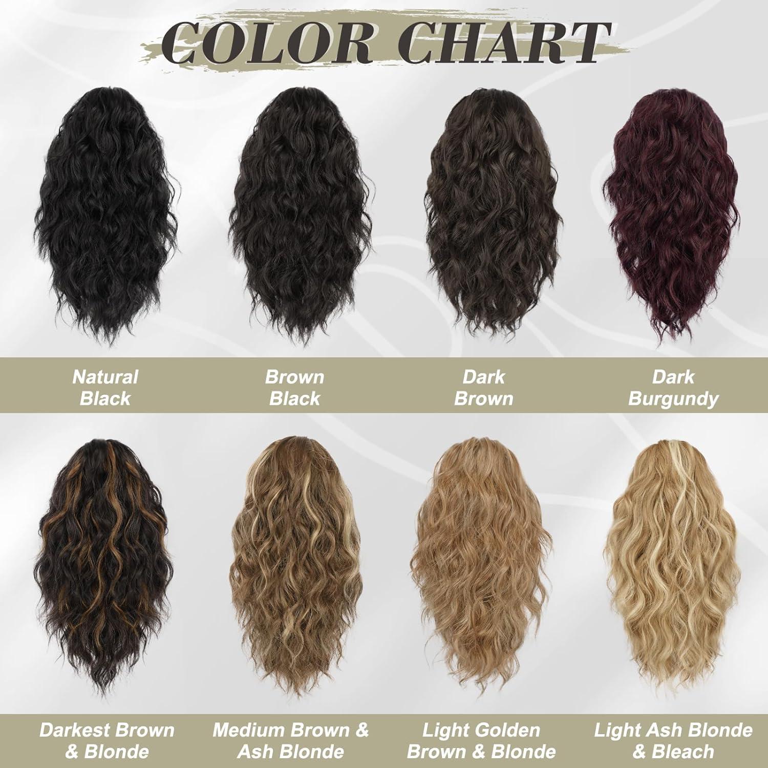 Kurze Wellige Pferdeschwanz Haarverlängerung Clip Damen 30CM Schwarz Braun
