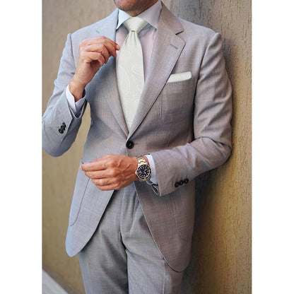 Herren Krawatte & Einstecktuch Set Paisley Beige