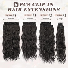Clip-in Haarverlängerung Schwarz Braun 50CM Wellig 6-teilig