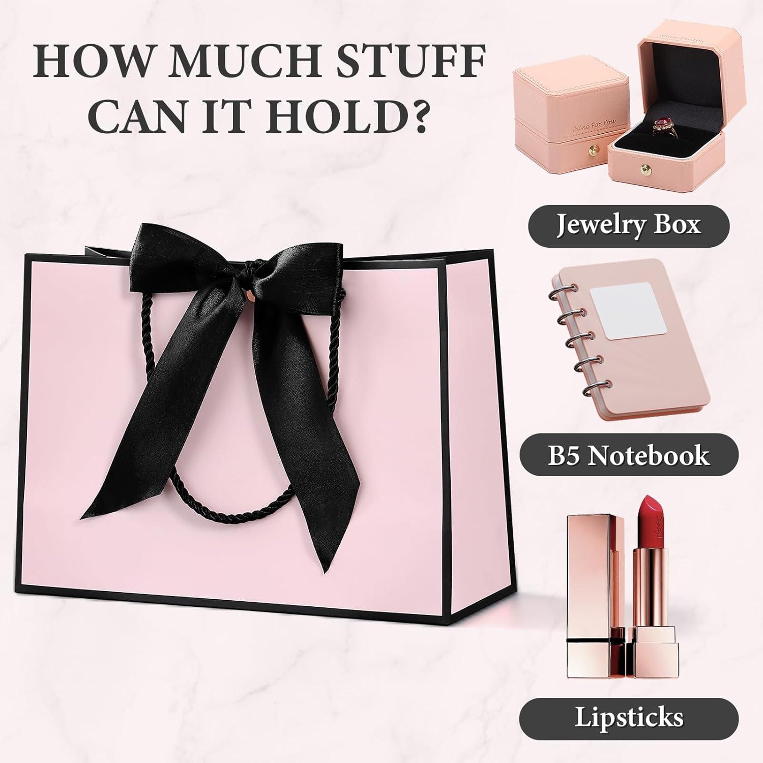 BBLIKE Geschenktüten Rosa Schwarz 2 Taschen 2 Karten 4 Paper