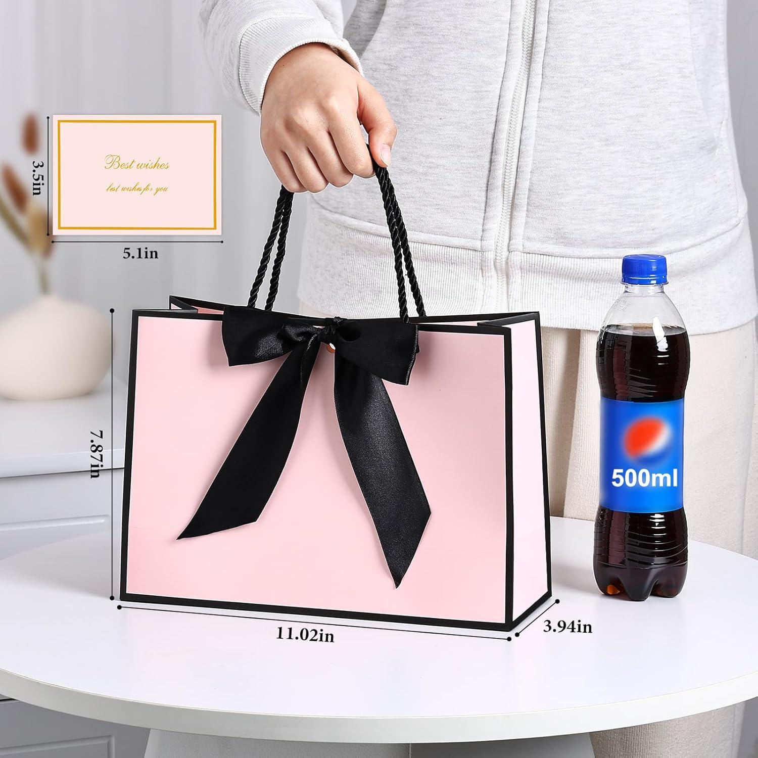 BBLIKE Geschenktüten Rosa Schwarz 2 Taschen 2 Karten 4 Paper