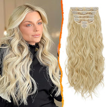 6-teilige Clip-In Haarverlängerung Lang Wellig Blond 50CM
