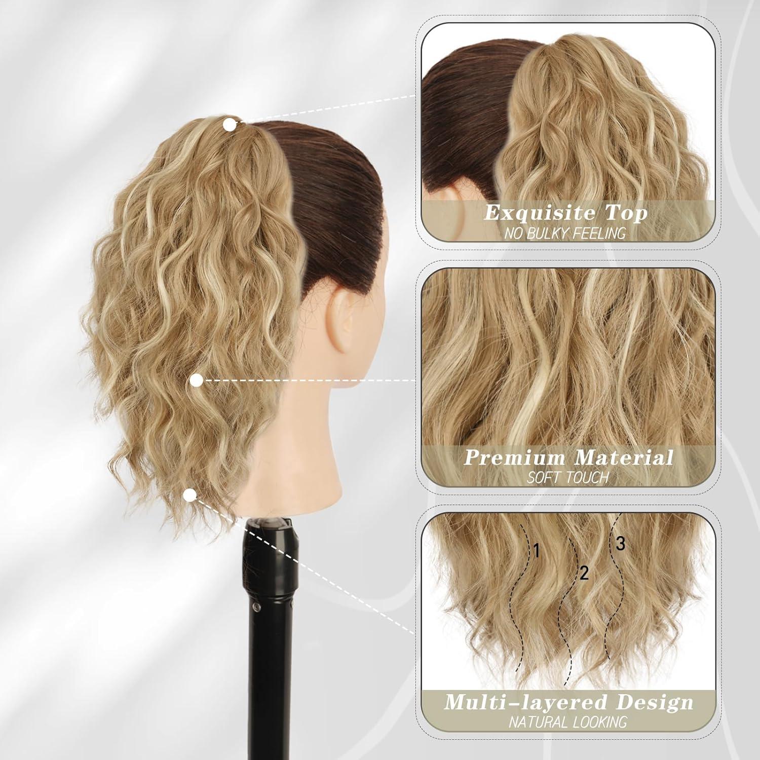 Klauen Clip Blond Pferdeschwanzverlängerung 30CM Wellige Synthetik