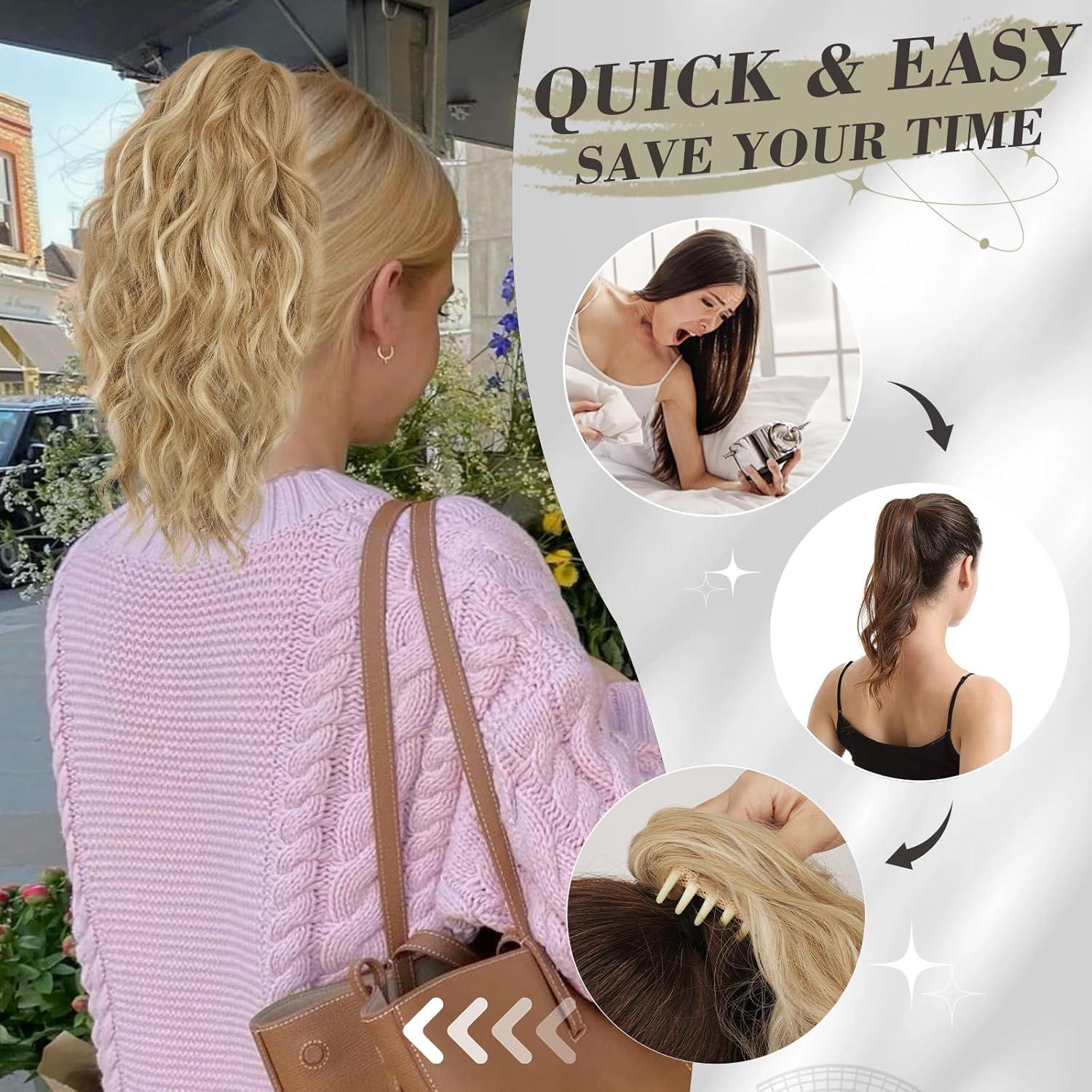 Blonde Wellige Pferdeschwanzverlängerung 30CM - Hochwertige Synthetik Haare Extension