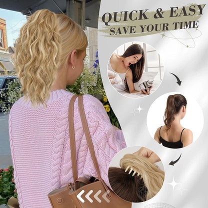 Blonde Wellige Pferdeschwanzverlängerung 30CM - Hochwertige Synthetik Haare Extension