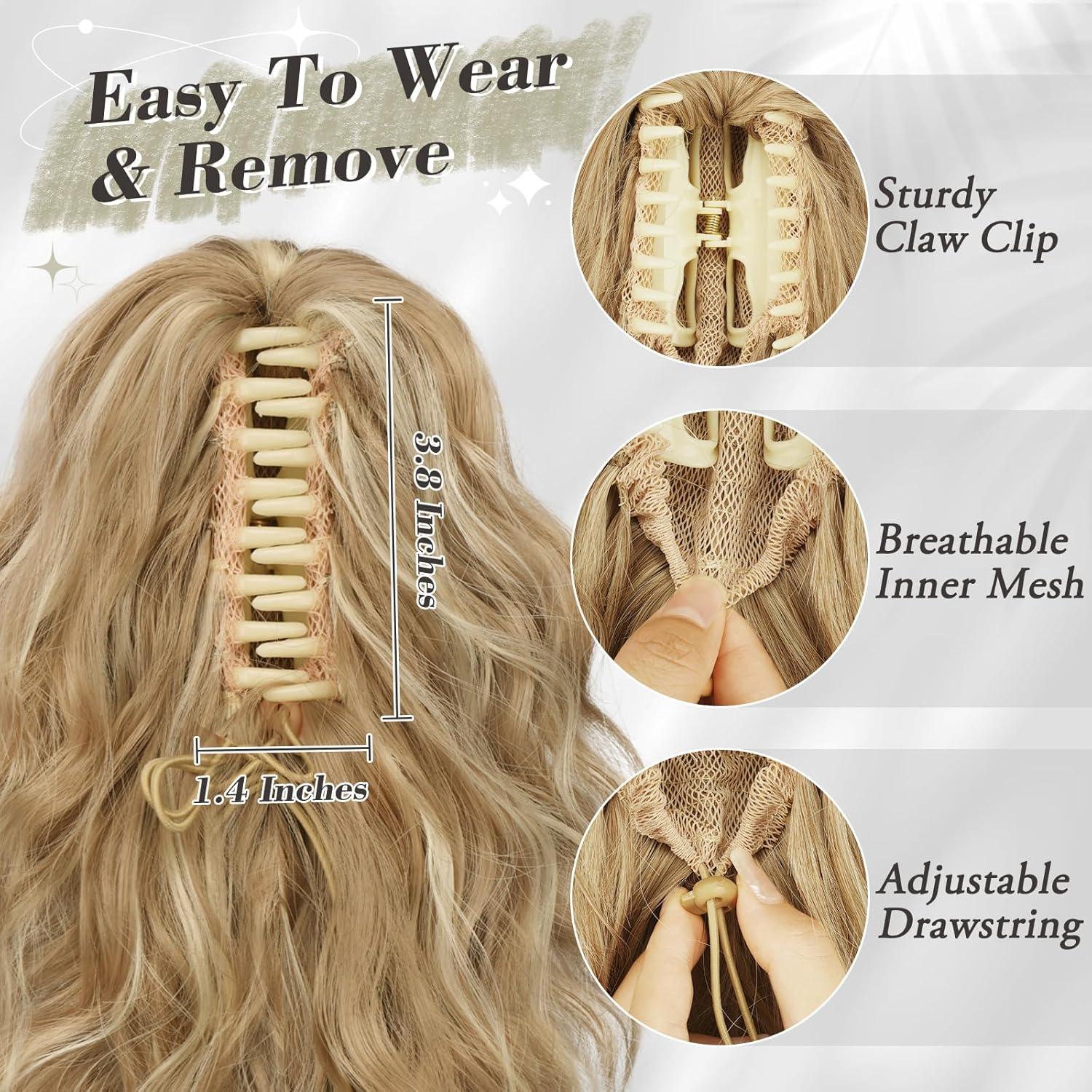 Blonde 30CM Wellige Pferdeschwanz Verlängerung Clip Haarteil Extensions