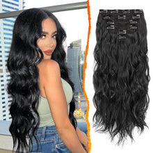 Clip in Haarverlängerung Schwarz 50cm Wellig Halloween Haarteil