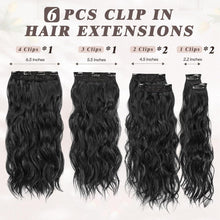 Schwarz Clip in Haarverlängerung 50CM Lang Wellig Haar