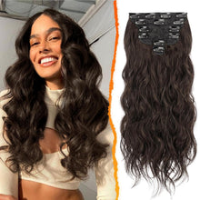 Clip in Haarverlängerung 50CM Wellig Braun 6PCs Extensions