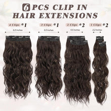 Clip in Haarverlängerung 50CM Wellig Braun 6PCs Haarteil