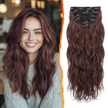 Clip-in Haarverlängerung 50CM Wellig Kastanien Braun 6PCs