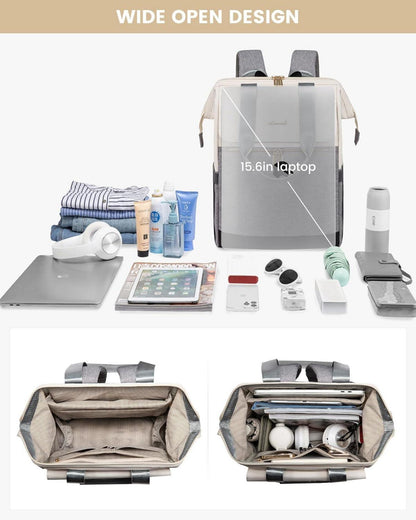 Damen Rucksack 15,6 Zoll Wasserdicht Grau Multifunktional