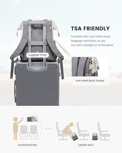 Rucksack Damen klein Laptop Schulrucksack wasserdicht 15,6 Zoll Grau