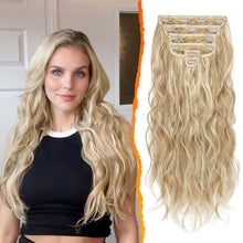 Clip in Haarverlängerung 50cm Blond Wellig 6-teilig