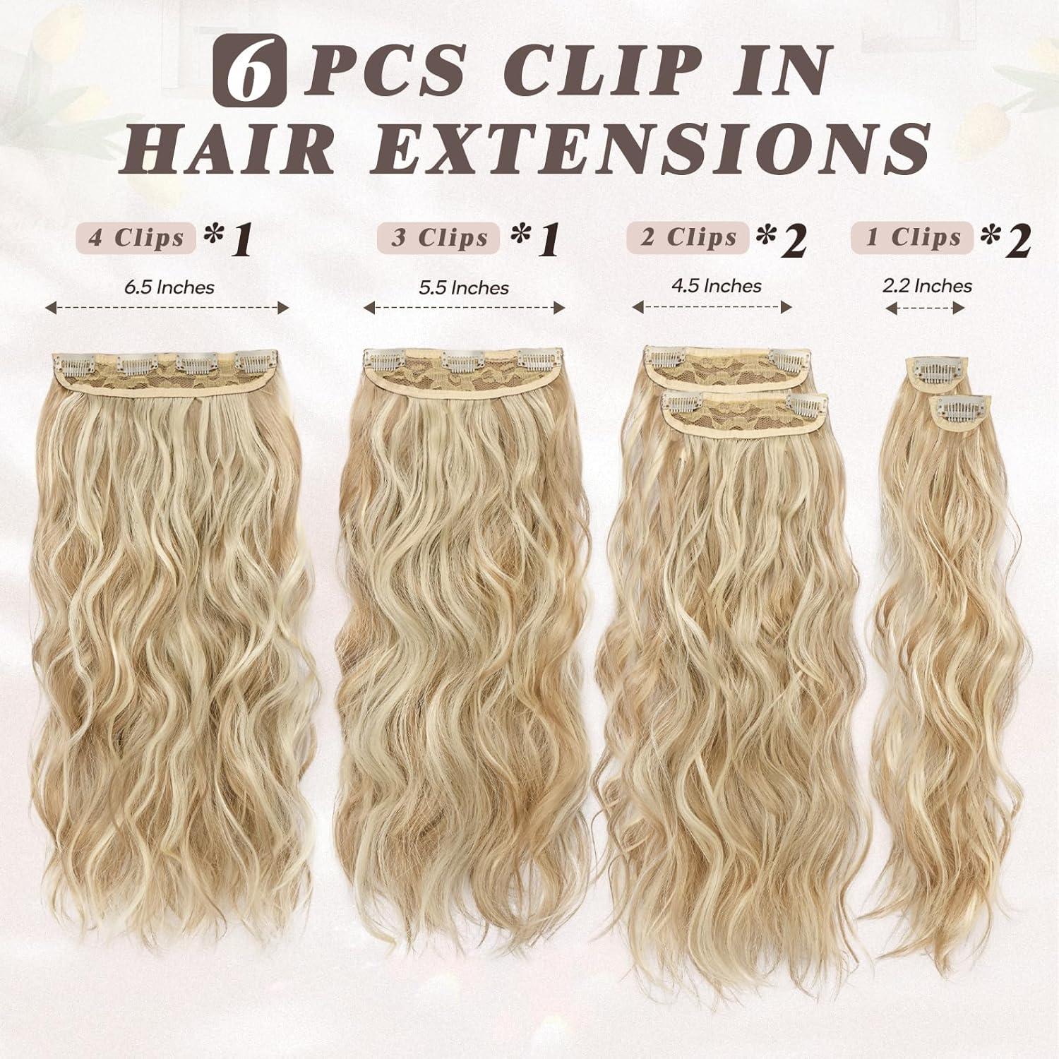 Clip in Haarverlängerung 50CM Blond Wellig 6-teilig