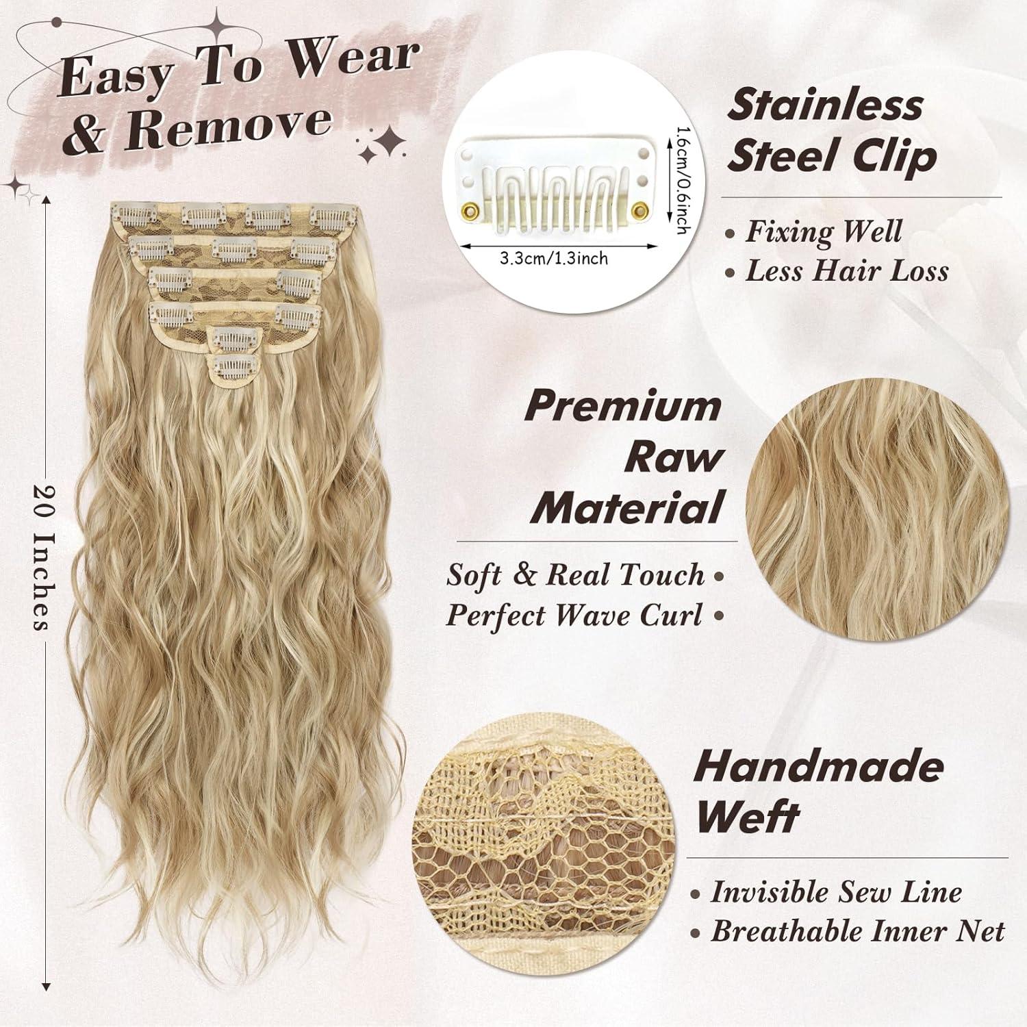 Clip in Haarverlängerung 50cm Blond Wellig 6-teilig