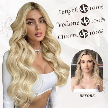 Clip in Haarverlängerung 50CM Lang Blond 6PCs Haarverlängerung Synthetisches Extensions