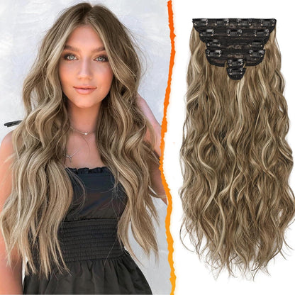 Clip in Haarverlängerung Wellig Highlight Balayage Haarteil 50CM