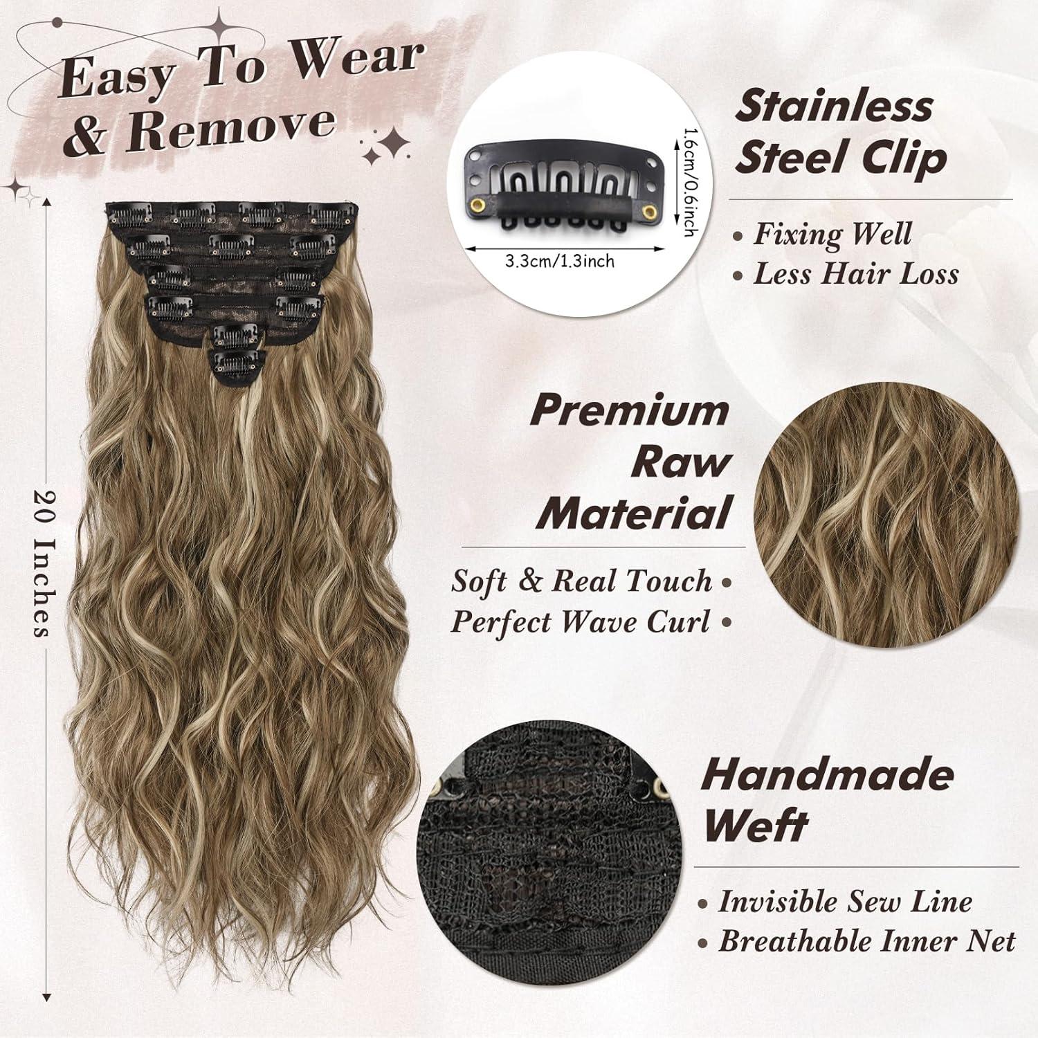Clip in Haarverlängerung Wellig Highlight Balayage Haarteil 50CM