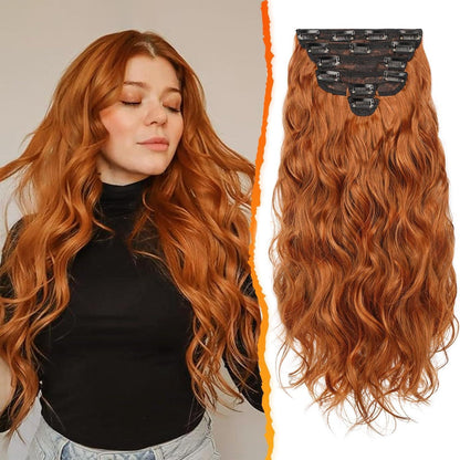 Wellige Kupfer Clip-in-Haarverlängerung 50cm 6-teilig