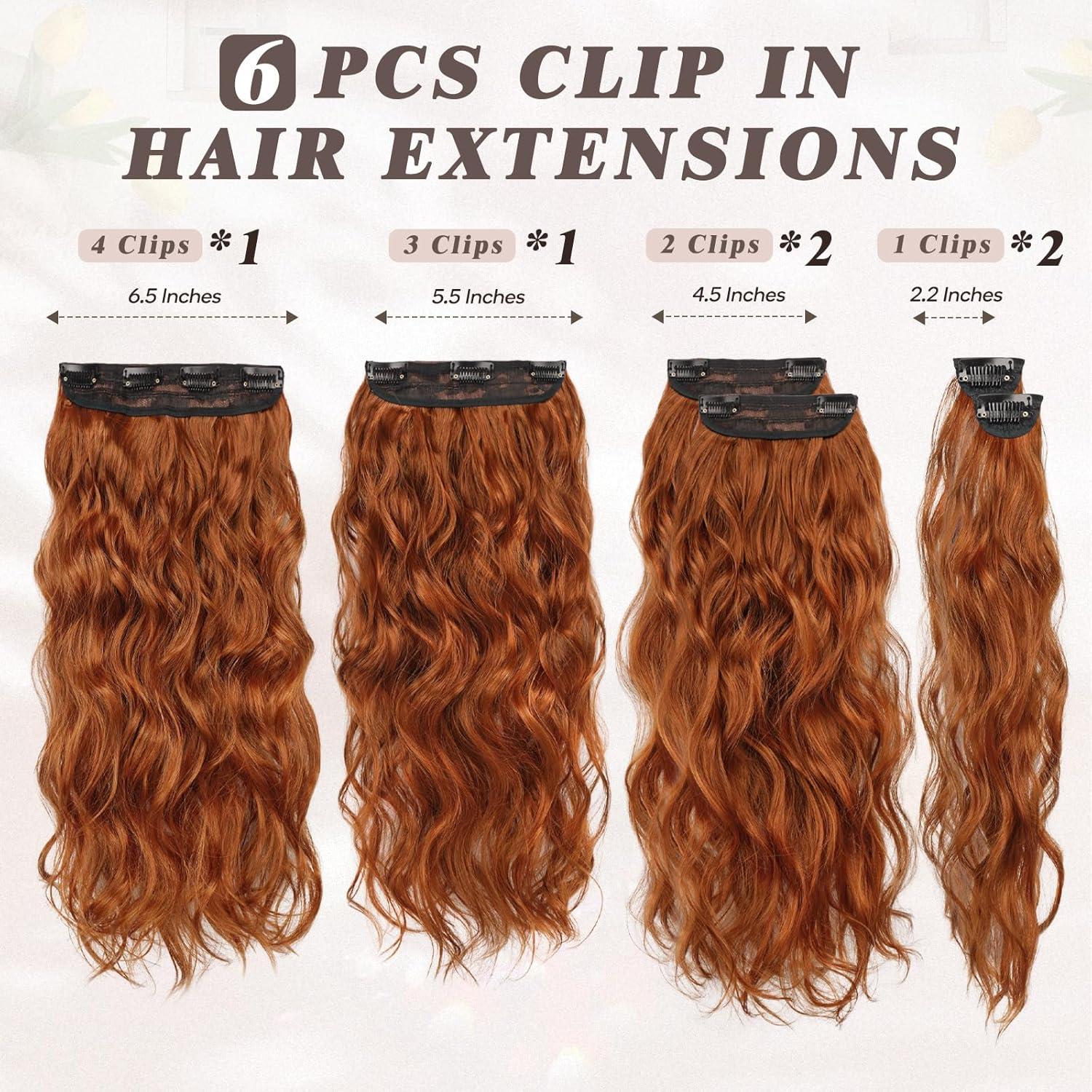 Clip-In Haarverlängerung 50CM Wellig Kupfer Haarextension