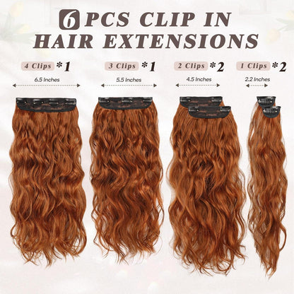 Clip-In Haarverlängerung 50CM Wellig Kupfer Haarextension