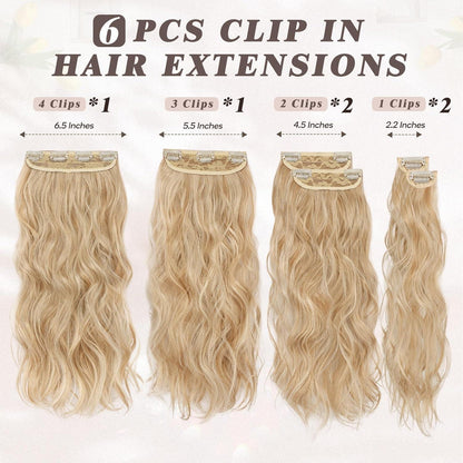 Blonde Clip in Haarverlängerung 50CM Beach-Wave 6-teilig
