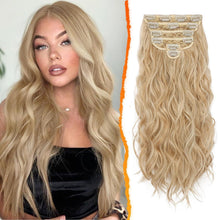 Clip in Haarverlängerung 50CM Lang Wellig Blond - 6PCs