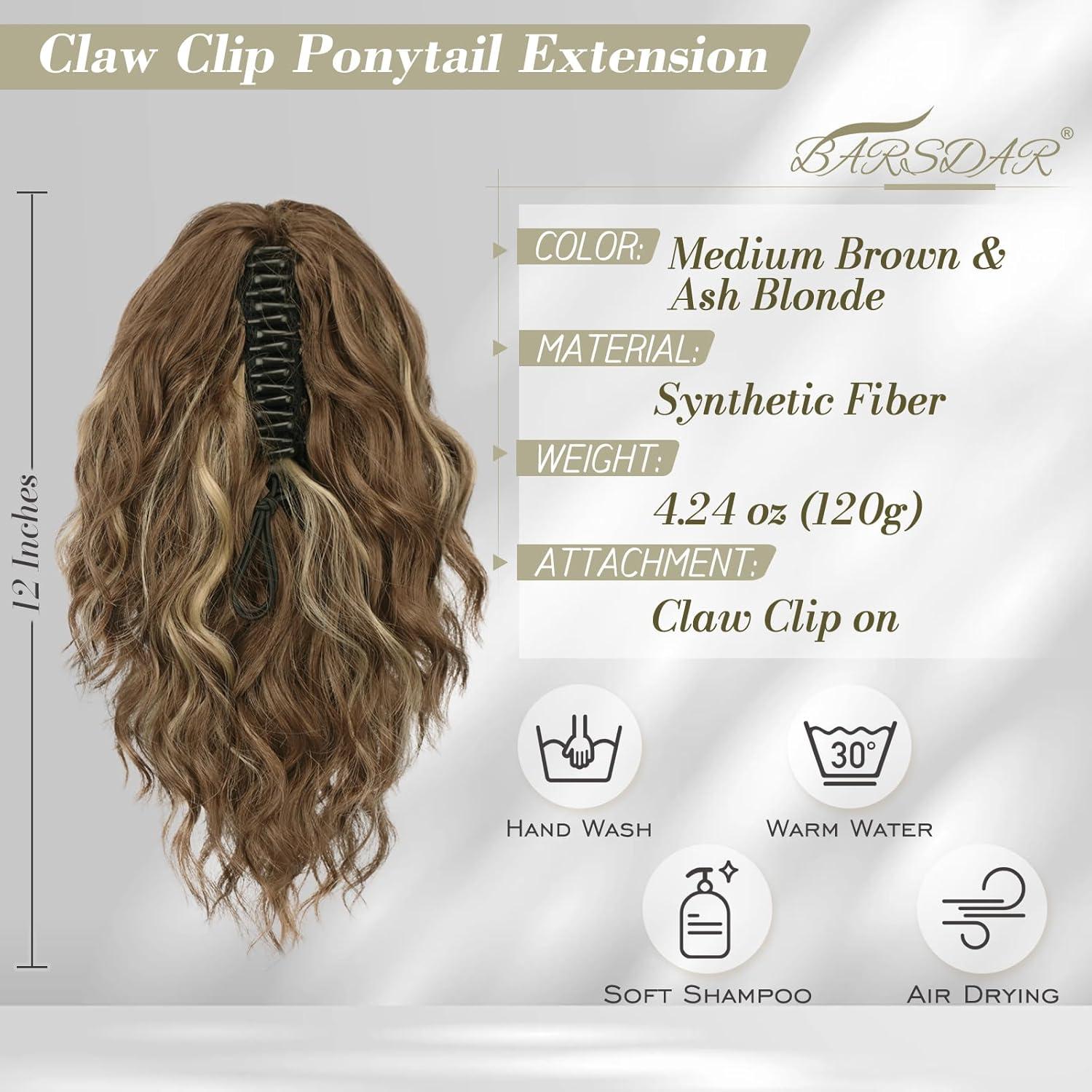 30CM Wellige Pferdeschwanz Haar Extension Clip Braun Blond