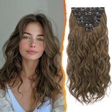Braune Wellige Haarverlängerung 50CM Lang Clip-In 6PCs